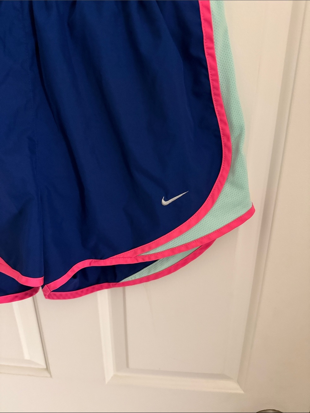 Nike Blue Athletic Shorts with Pink & Mint Trim - Picture 4 of 10